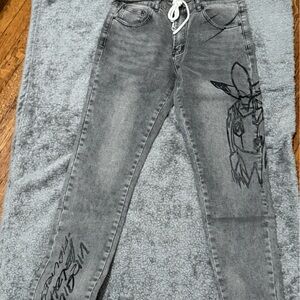 Off-White Gray Graphic Men Jeans